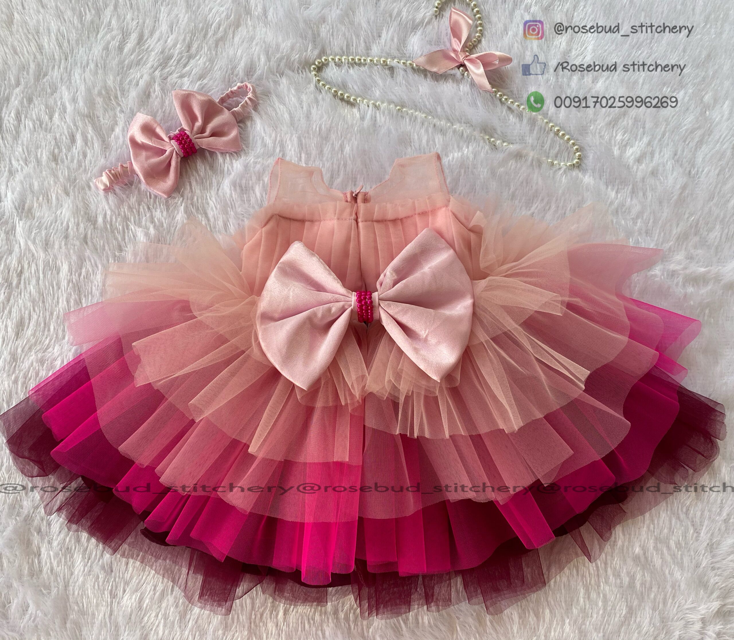 Pink - wine layered frock - Image 4