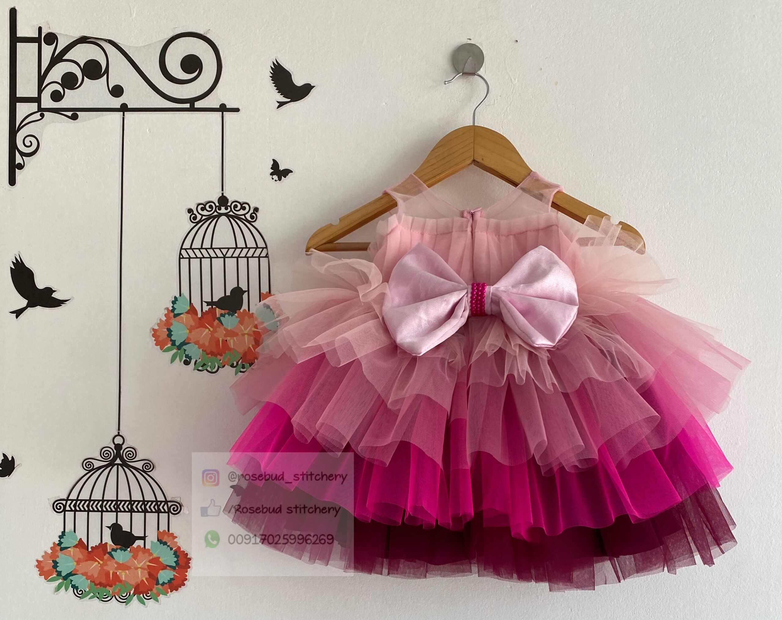 Pink - wine layered frock - Image 2