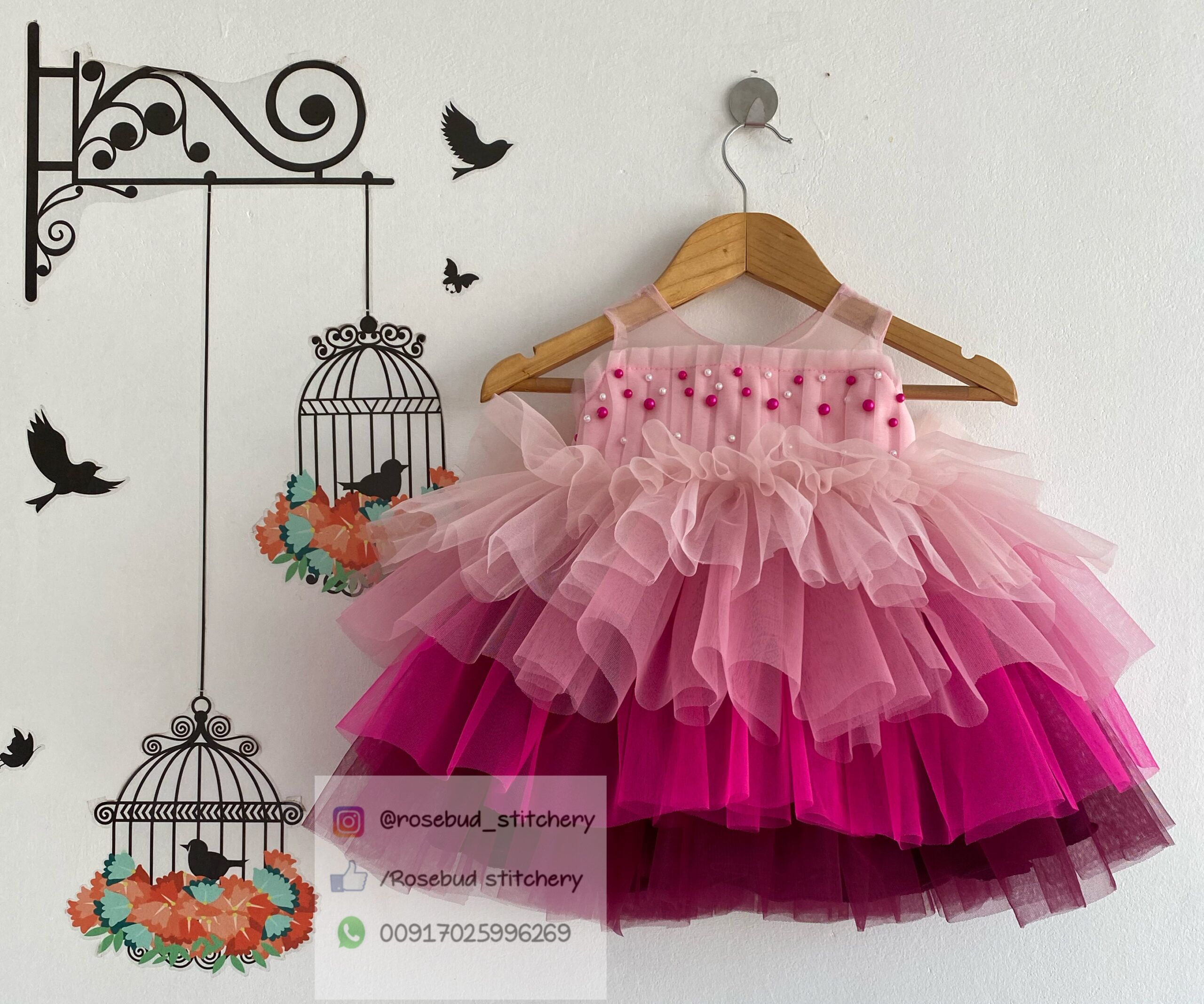 Pink - wine layered frock