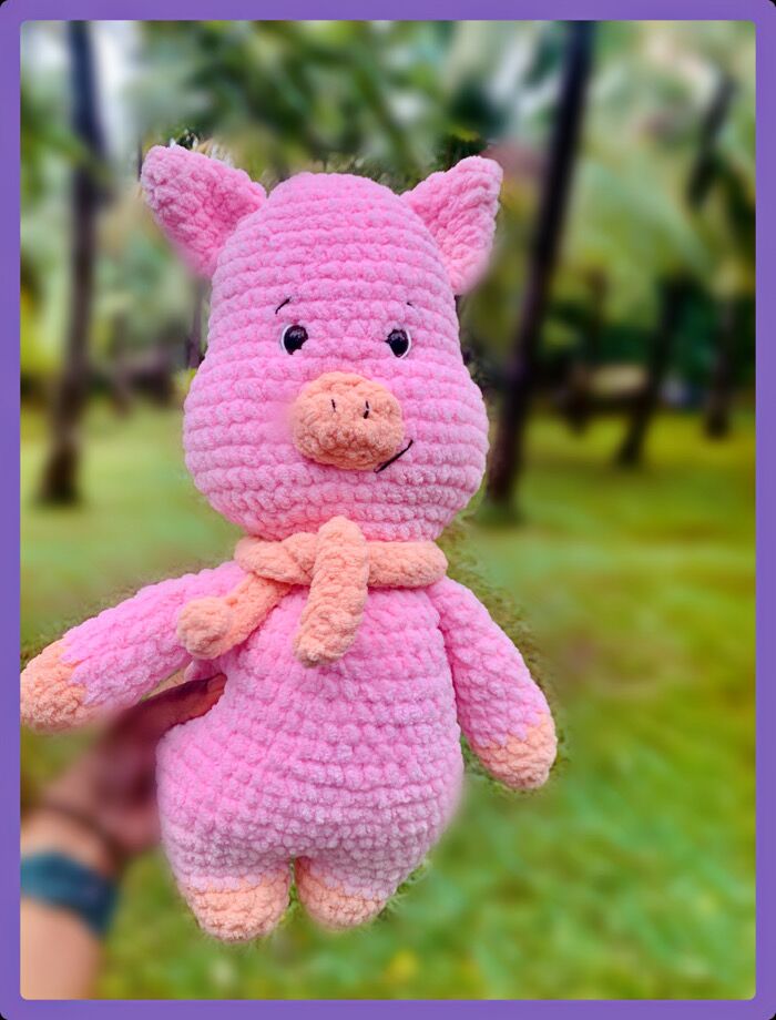 Handmade Crochet Pig Plushie - Cute Stuffed Piglet Animal Toy - Charming gifts for farm animal lovers