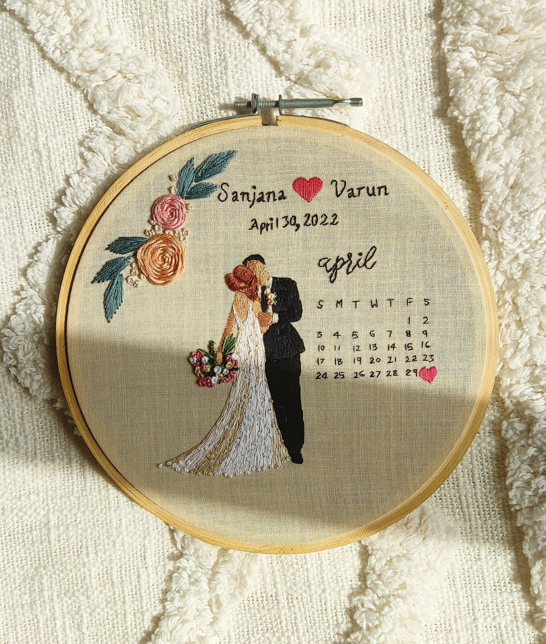 Wedding embroidery hoop