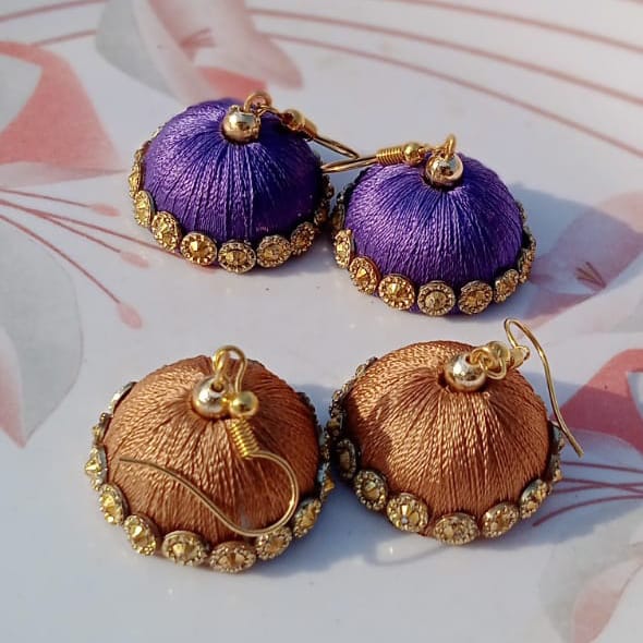 Medium silk thread jhumka - Image 4
