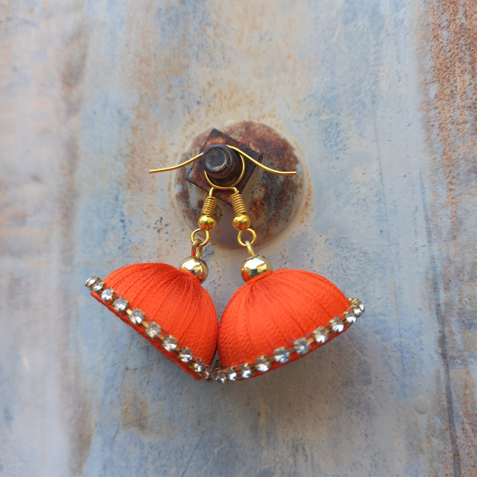 Silver LED chain silk thread jhumki