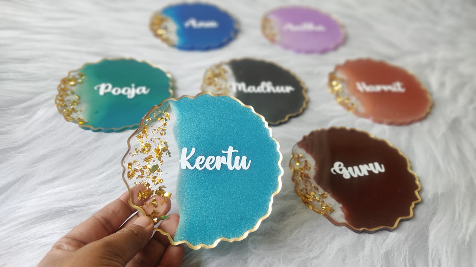 Personalized resin coasters | Custom Name Resin Coasters | Housewarming Gift