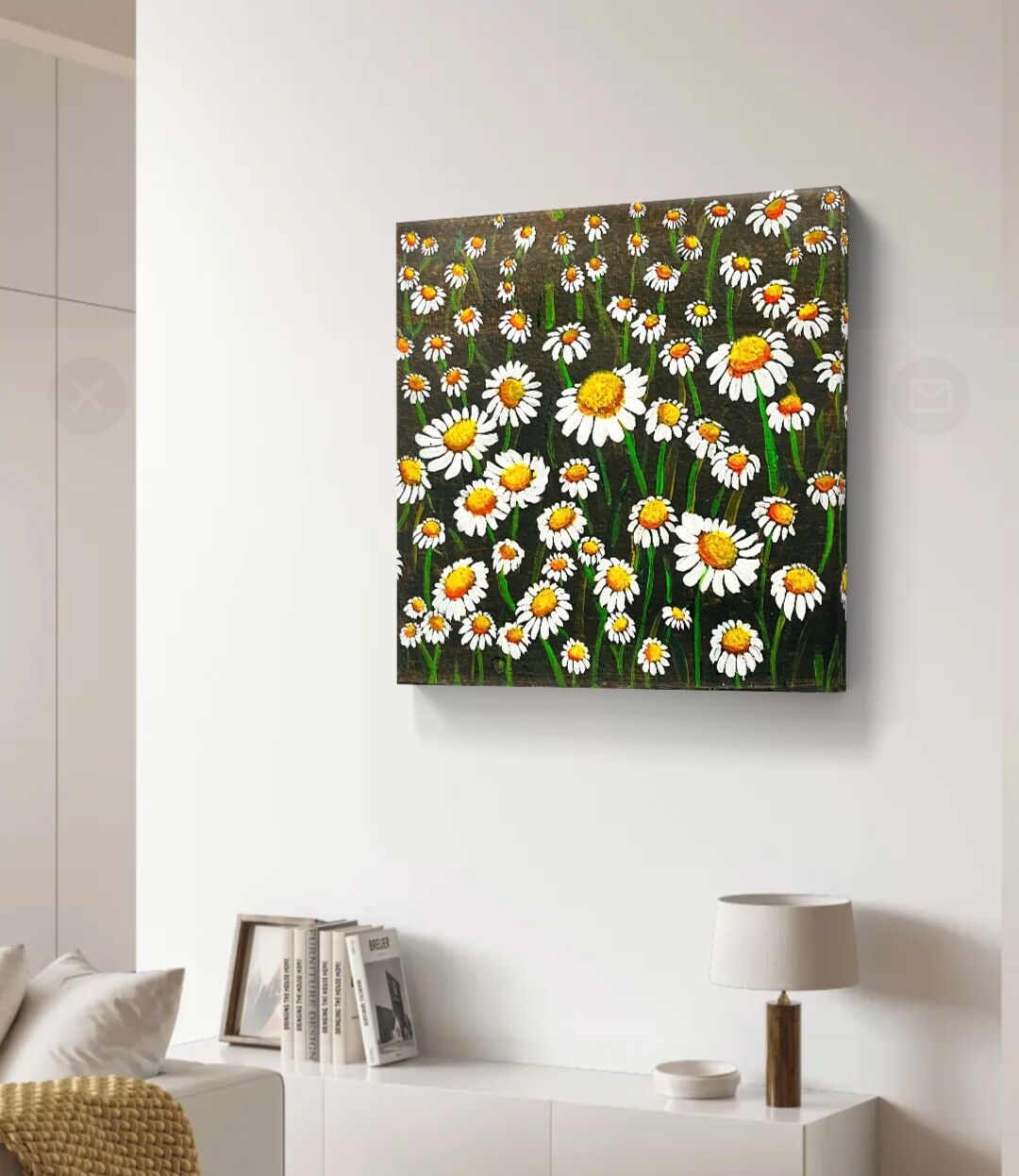 Acrylic painting | Wall decor frame | Daisies Painting