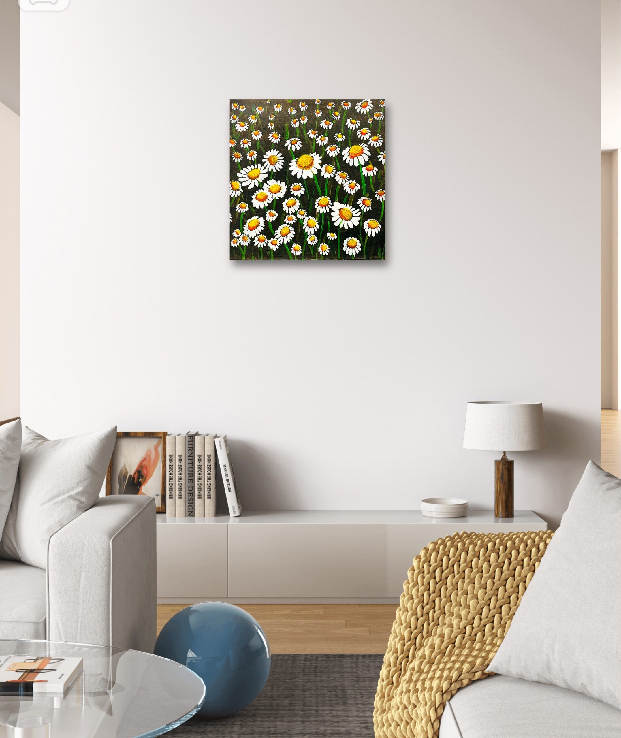 Acrylic painting | Wall decor frame | Daisies Painting - Image 3