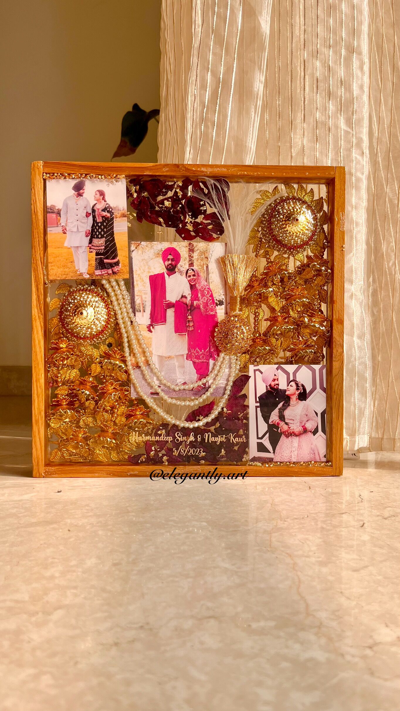 Teakwood resin preservation | wedding gifts| wedding photo preservation | Flower preservation| varmala preservation - Image 5