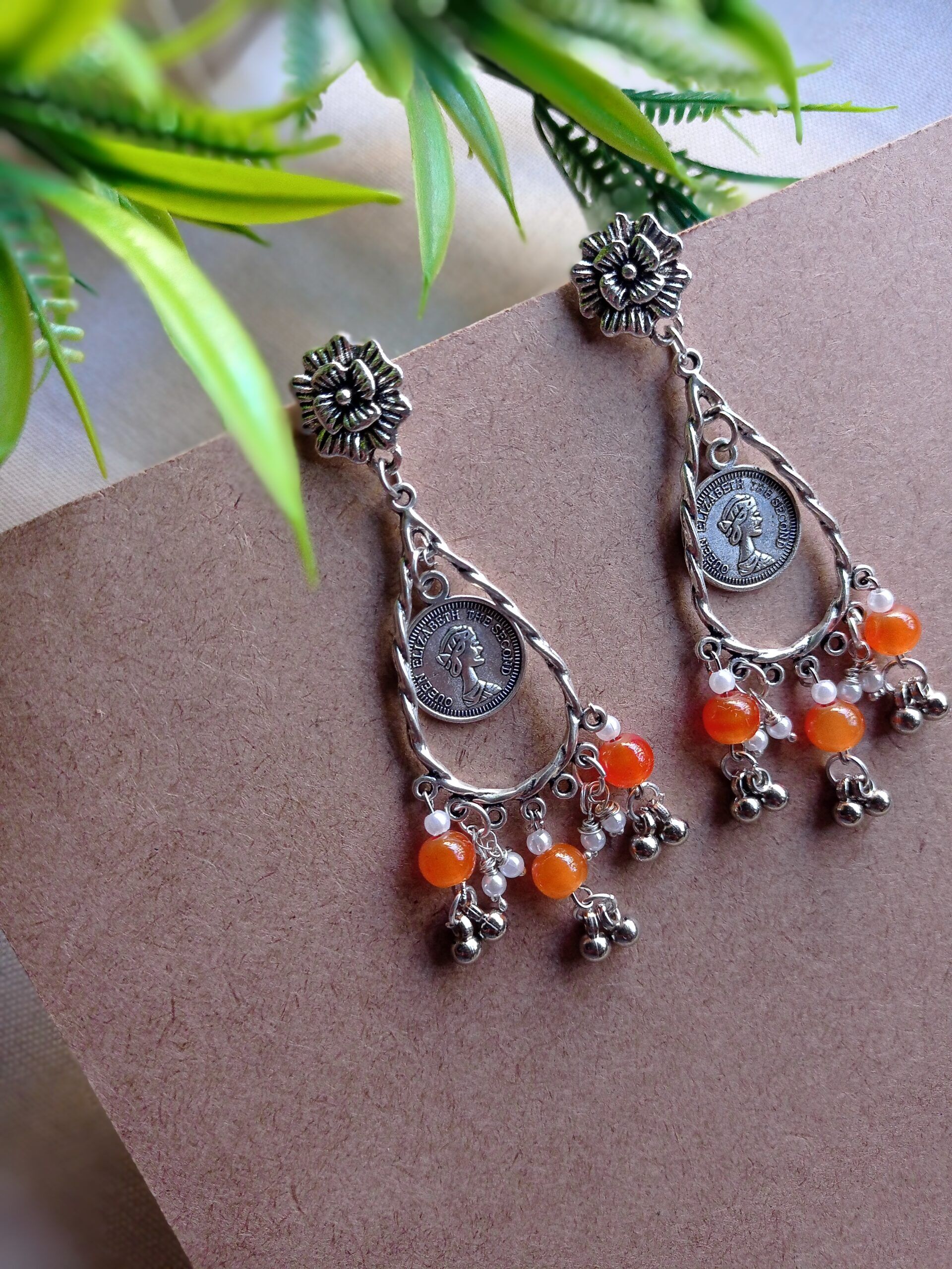 Silver Dangle earrings unique silver jewelry Beaded Drop earrings  handmade jewelry