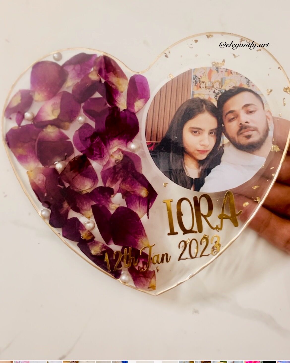 Resin keepsake | Customised resin photoframe |Couple gifts | Heart photo frame | Valentine’s Day gifts | gifts for love | real flower photo frame