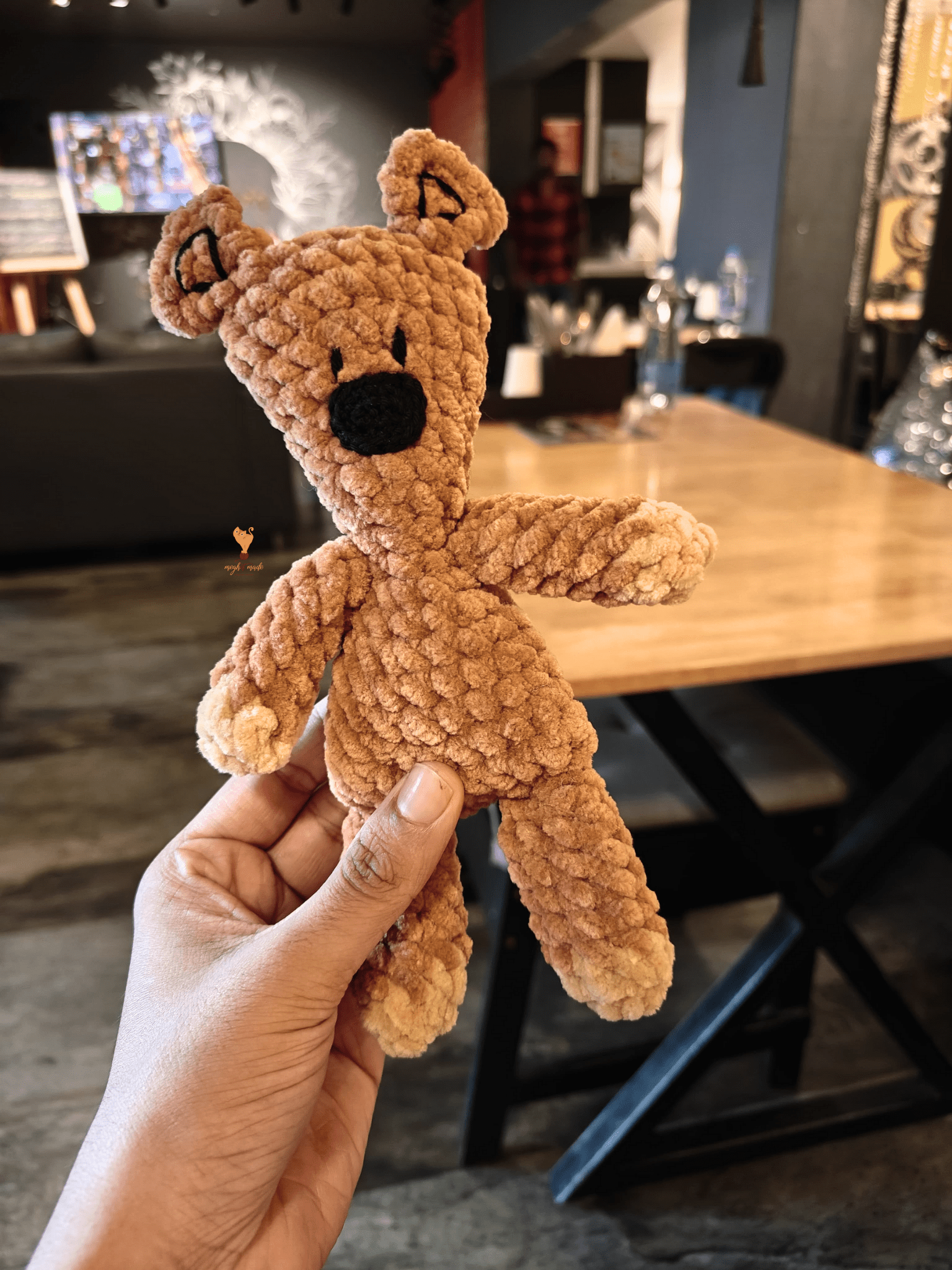 Crochet Mr. Bean's Teddy Bear doll (Medium size) | Teddy doll in velvet yarn | Teddy bear plushie