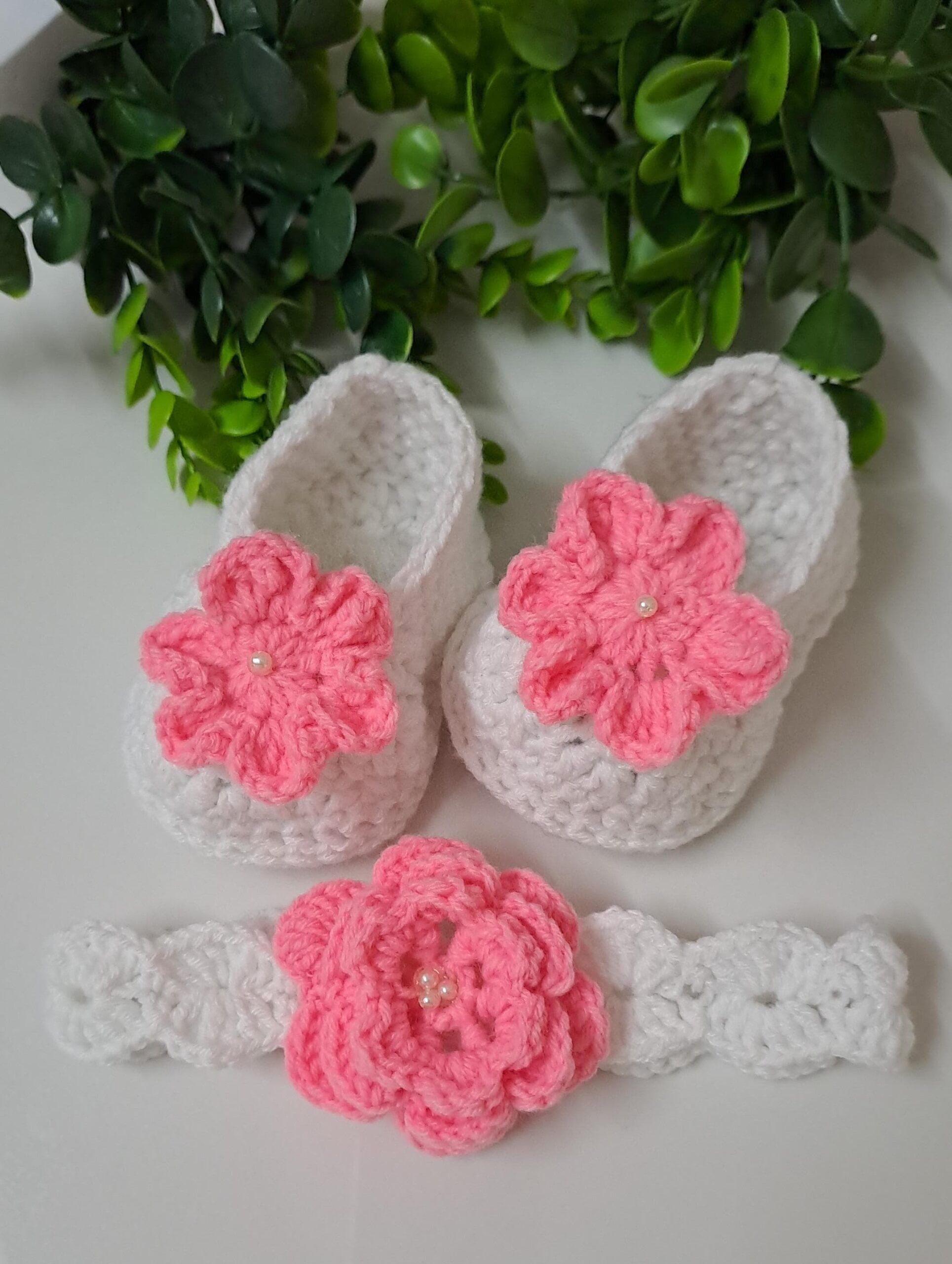 Crochet baby girl frock, booties and headband set Buy Hand
