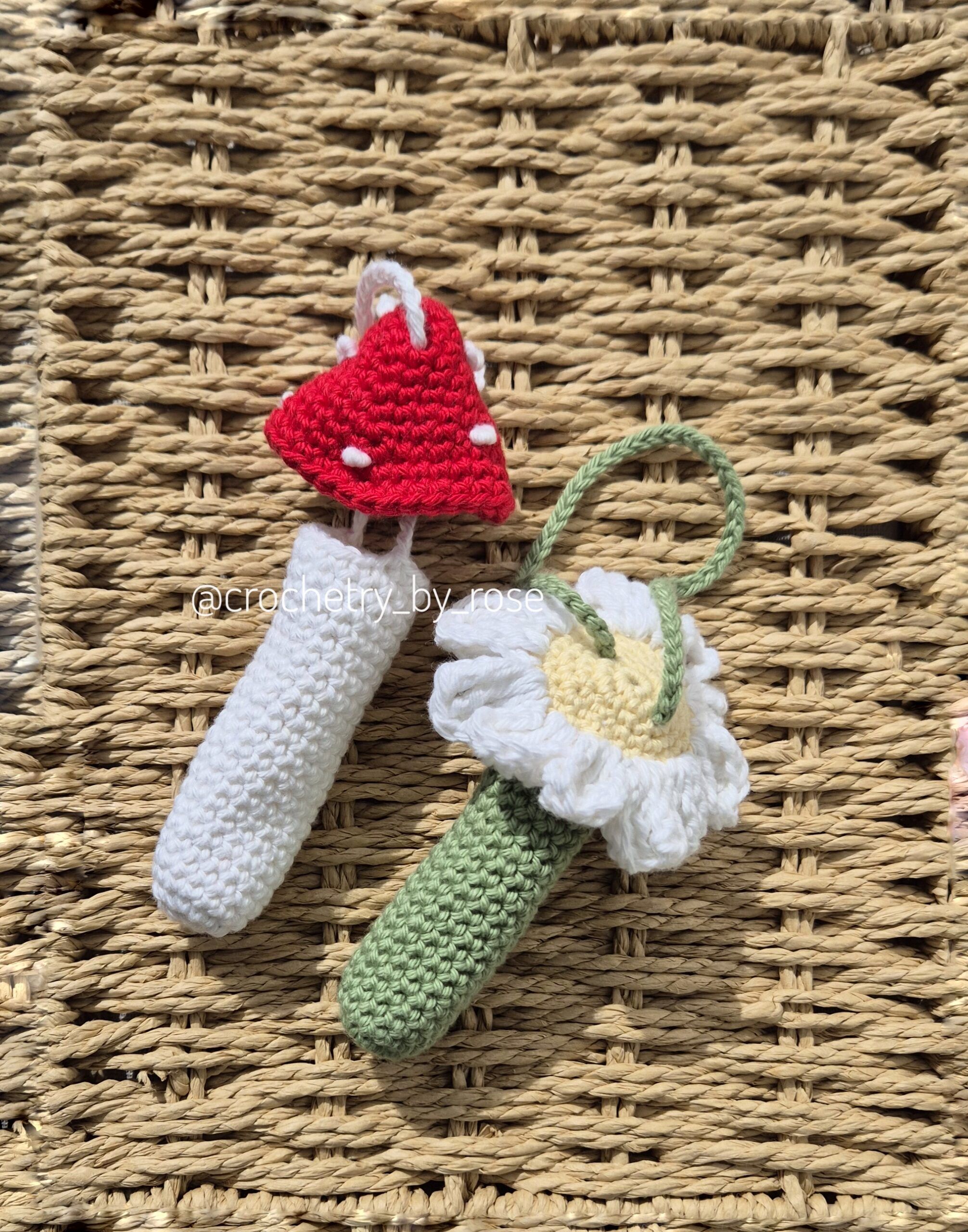 Crochet Lip balm Holder|Chapstick Holder|Crochet Lipstick Pouch | Lip balm Crochet Holder|Mushroom lipbalm holder|Daisy|Flower lipbalm holder - Image 2