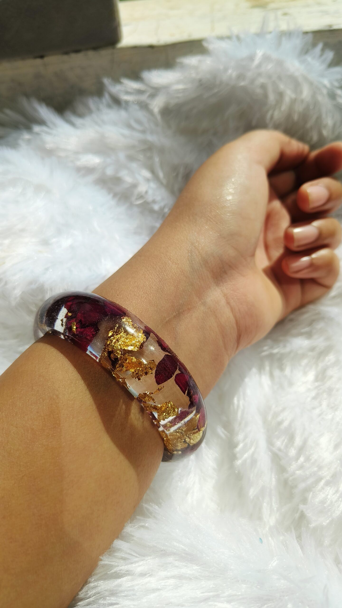 Resin rose bangle | Resin Real Flower Bangle | Rose Preserved Bangle - Image 2